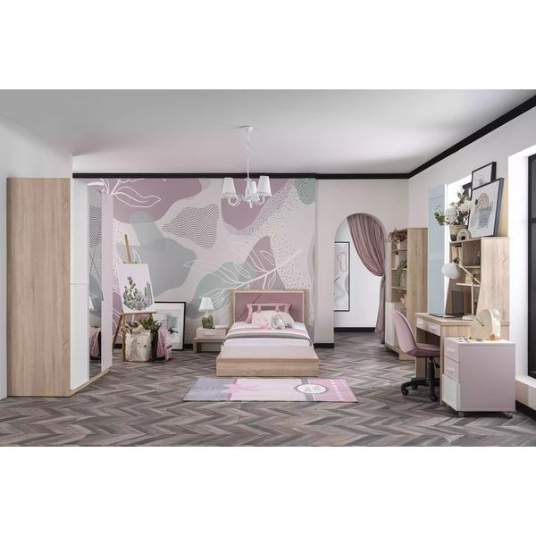 Set Letto Per Bambini Letto Per Camera Dei Bambini Legno Rosa Set Di Mobili Per Bambini 8 Pezzi-image