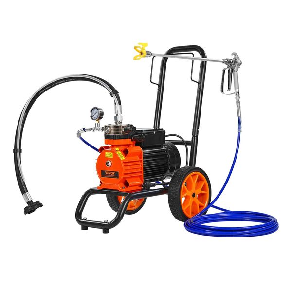 Vevor Spruzzatore Airless Con Membrana, Spruzzatore Airless Efficiente Da 1100 W Con Carrello, Spruzzatore Airless Da 2000 Psi, Con Asta Di Prolunga, 2 L/Min-image