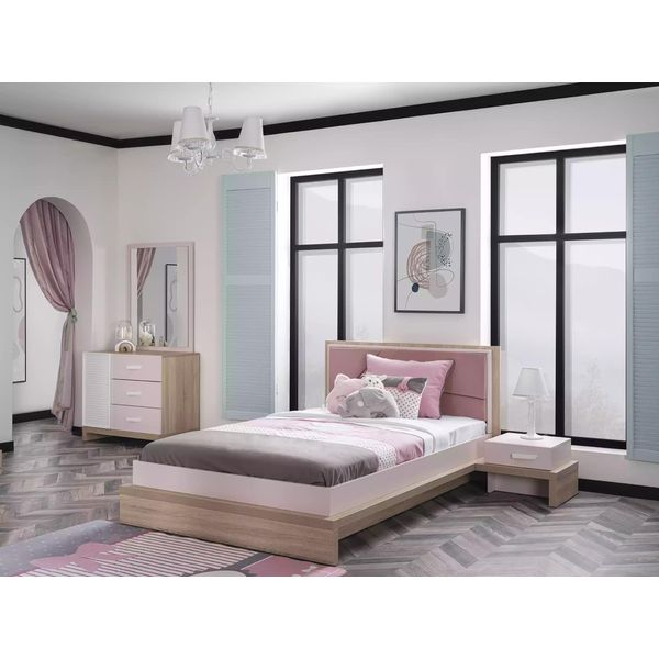 Gruppo Letto Per Bambini Letto Per Camera Dei Bambini Legno Rosa Mobili Per Bambini Set 4 Pezzi-image