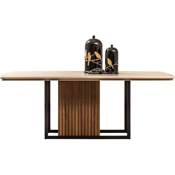 Tavolo Da Pranzo Tavolo Da Sala Da Pranzo In Legno Marrone Tavolo Da Sala Da Pranzo Moderno In Legno-image