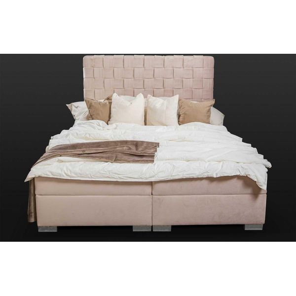 Letto Imbottito Letti Beige Imbottiti Design Di Lusso 180X200 Letto Matrimoniale-image