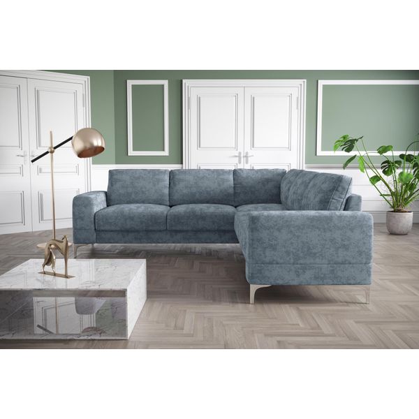 Divano Angolare Divano Tessile Soggiorno Design Moderno Forma A L Turchese Mobili Di Lusso Divani-image