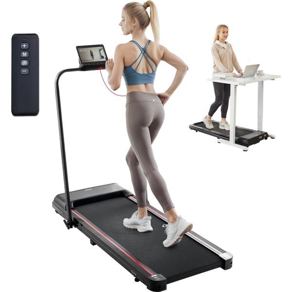 Tapis Roulant Vevor Sotto La Scrivania, Tapis Roulant Da Lavoro, Tapis Roulant Pieghevole Con Portata Di 120 Kg, Tapis Roulant Portatile 2 In 1 Con 2,5 Hp, Telecomando A Manubrio Display A Led 1-12 Km/H-image