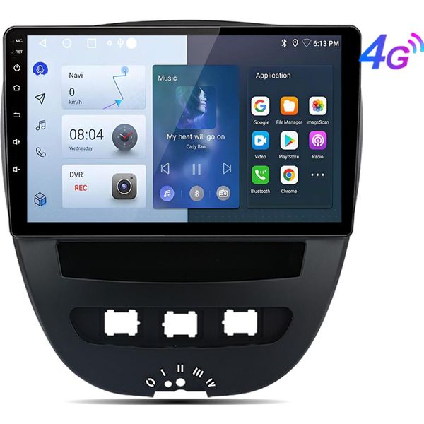 Autoradio Carplay Android13 4+64G Per Peugeot 107 2005-2014 4GSIM Bt Wifi Dab+ Swc 8Core 1280*720P-image