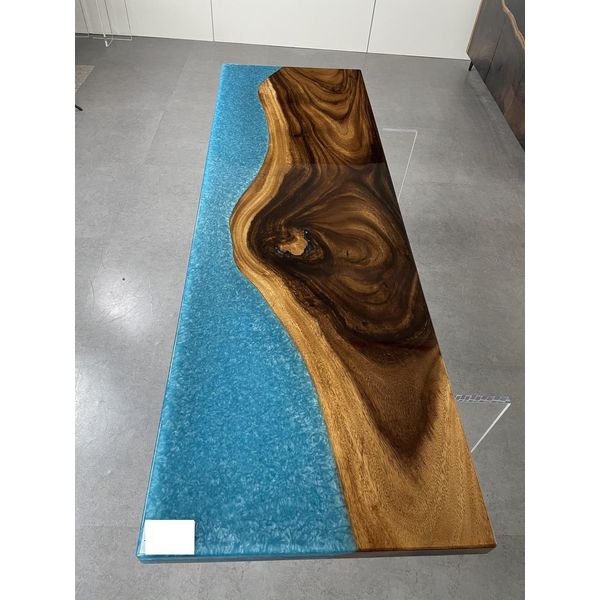 Tavolo Da Pranzo In Resina Epossidica Legno Massiccio Cascata Mobili Tavolo Epossidico Nuovo-image