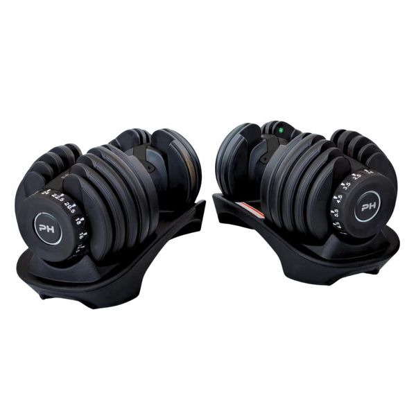 Ph Fitness Set Di Manubri Regolabili 24KG Nero - 2 Pezzi - Manubri Intelligenti - Manubri Regolabili Da 2,5 A 24 Kg - Manubri 15 In 1-image