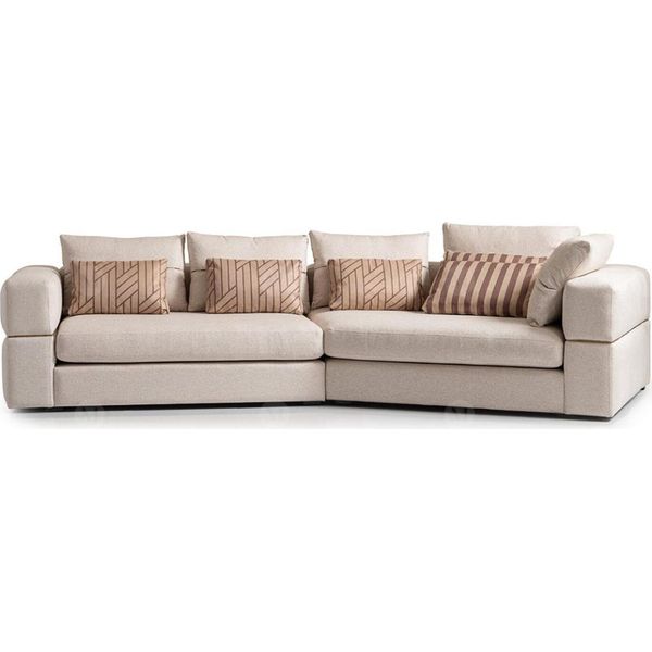 Divano Ad Angolo Divano In Tessuto Divano Imbottito Divano Beige Divani Design Soggiorno Moderno-image
