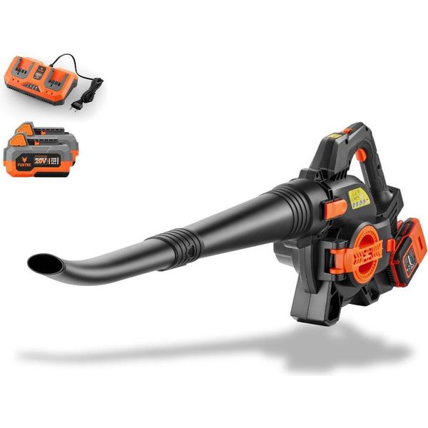 Fuxtec Soffiatore/Aspirafoglie A Batteria 40V 2-In-1 FX-E2LBSSET, Set Completo Con 2 Batterie 2Ah E Doppio Caricatore, Potenza 685 M³/H, Impugnatura Ergonomica, Regolatore Di Velocità-image