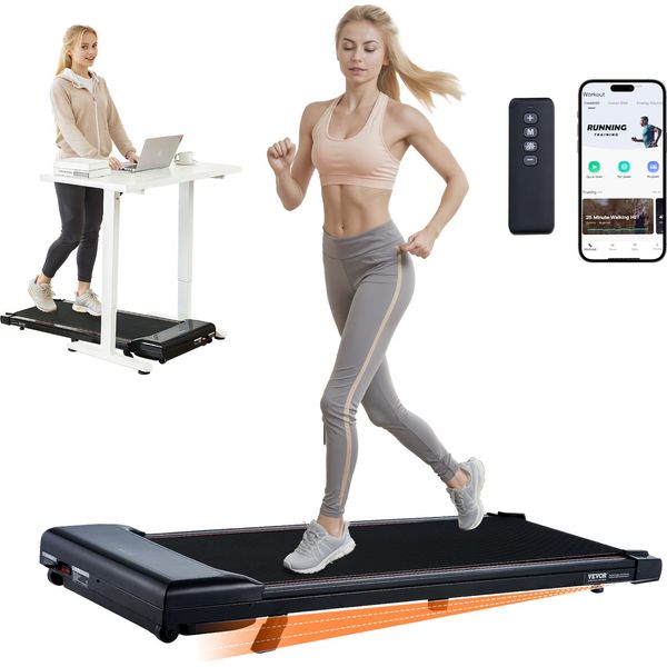 Vevor Walking Pad Tapis Roulant Sotto La Scrivania, Tapis Roulant Da Lavoro, Tapis Roulant Da Lavoro Con Capacità Di Carico Di 120 Kg, Pad Portatile Con 2,5 Hp, Telecomando Display A Led 1-6 Km/H-image