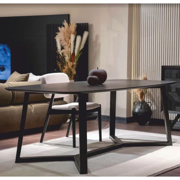Casa Padrino Tavolo Da Pranzo In Legno Massiccio Nero 220 Cm - Mobili Per La Sala Da Pranzo-image