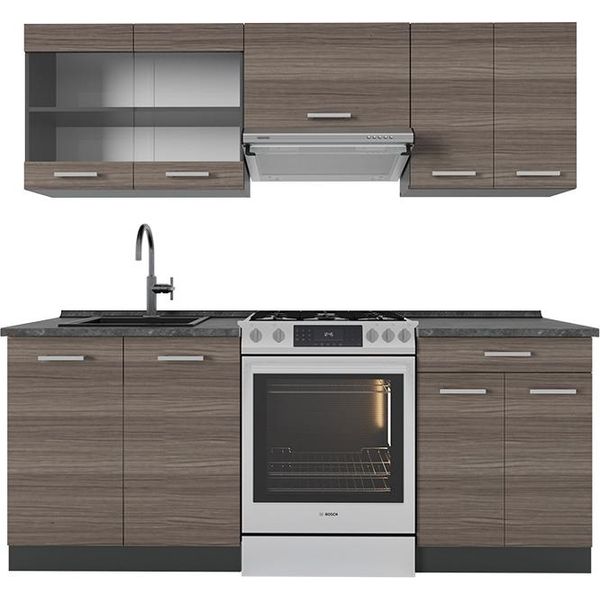 Vicco Cucina Componibile R-Line, 200 Cm , Pl Antracite, Grigio Nobile/Antracite-image