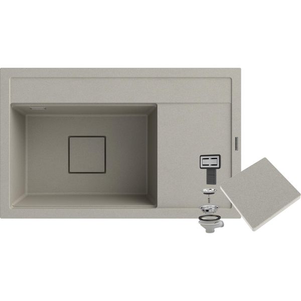 Granitan | Lavello In Granito Rendo - Beige - Da Incasso Con Sgocciolatoio - Design Moderno - Resistente Ed Elegante-image