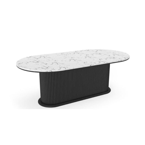 Tavolo Da Pranzo In Legno Tavolo Da Pranzo Moderno Nero Tavolo Ovale Mobili Moderni Nuovo-image