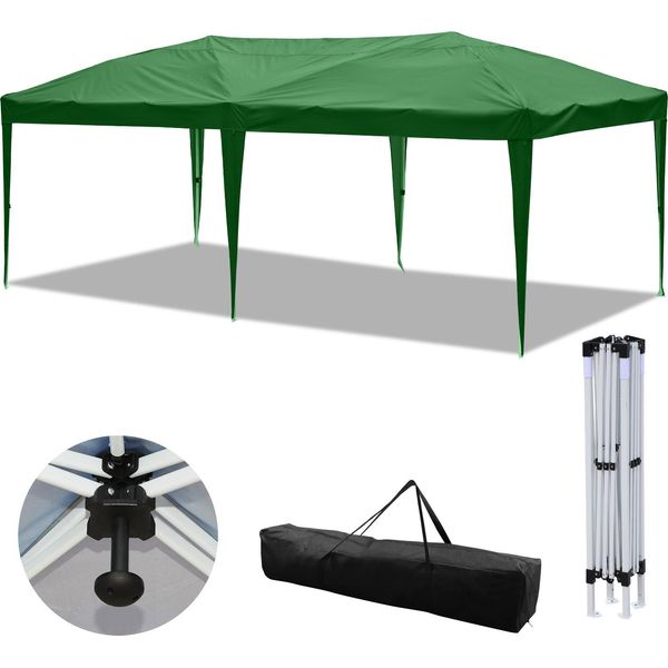 Clanmacy Gazebo Pieghevole 3X6M Verde Tenda Per Feste Protezione Uv Regolabile In Altezza Con Borsa Di Trasporto, Per Campeggio Giardino All'aperto Senza Pareti Laterali-image