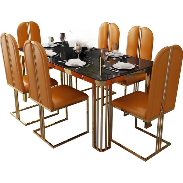 Tavolo Da Pranzo Imitazione Marmo Tavoli Da Pranzo Tavoli Sala Da Pranzo Tavoli Tavolo Design Acciaio Inox Mobili-image