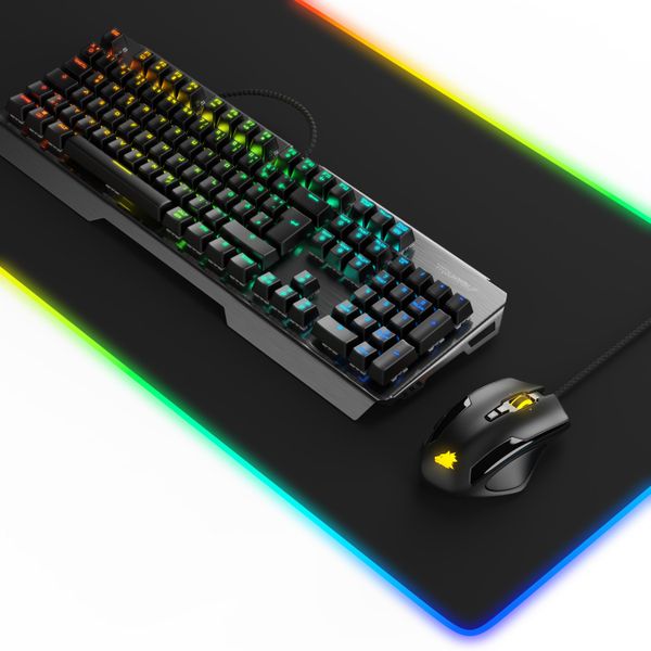 Set Di Tastiera, Mouse E Tappetino Per Mouse Titanwolf, Tastiera Meccanica, Mouse E Tappetino Per Mouse Rgb Per Il Gaming-image