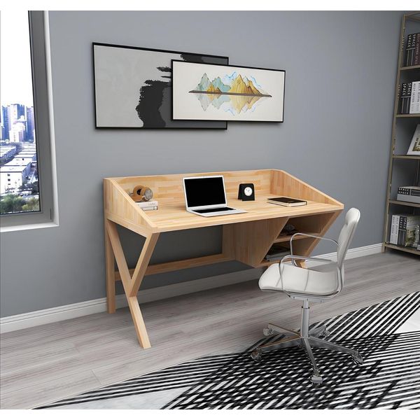 Scrivania Moderna In Marrone Chiaro Scrivanie Chic Scrivanie Di Lusso In Legno-image