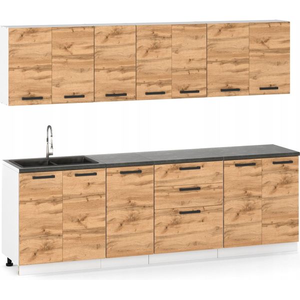 Mobile Da Cucina Blocco Cucina Moderno Set Mobili Milano260Cm Rovere Wotan-image