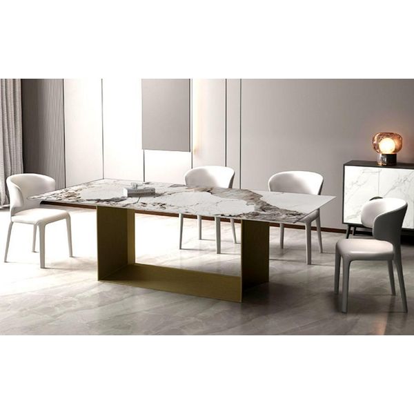 Sala Da Pranzo Moderna Tavoli Da Cucina Soggiorno 180X90 Tavolo Da Pranzo Design Tavolo In Acciaio Inox-image