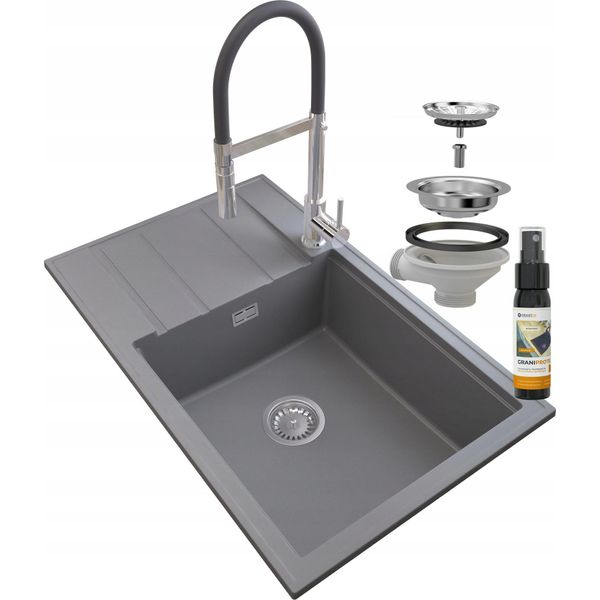 Granitan | Lavello In Granito Louis - 800 X 500 Mm - Grigio - Minimalista E Resistente-image