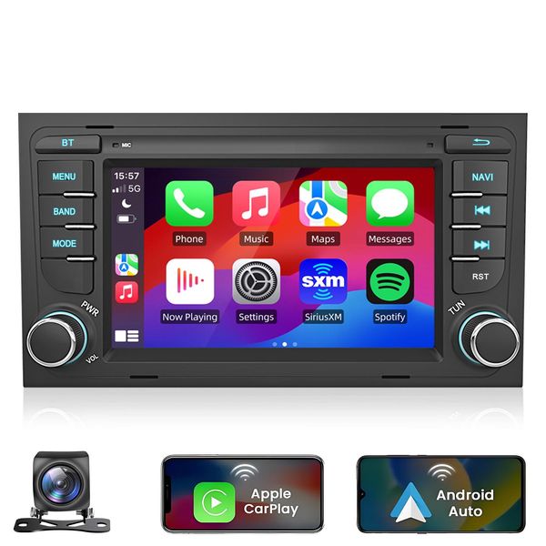 Carplay Android Auto Autoradio Per A4 8E 8H B6 B7 (2000-2009) - 1+32GB, Gps, Bluetooth, Touchscreen, Rds, Eq+Kamera-image