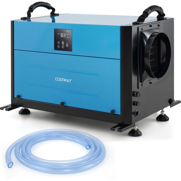Costway Deumidificatore 27-73L/Giorno Con 3 Modalità E Timer 24H, Essiccatore Per Edilizia, Essiccatore Industriale Con Tubo Di Scarico E Sbrinamento Automatico Blu-image