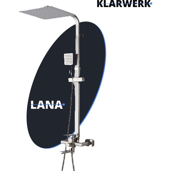 Lana | Set Doccia A Pioggia Premium In Acciaio Inox Spazzolato Argento | Sistema Doccia Di Design | Miscelatore Doccia Completo Di Doccetta-image