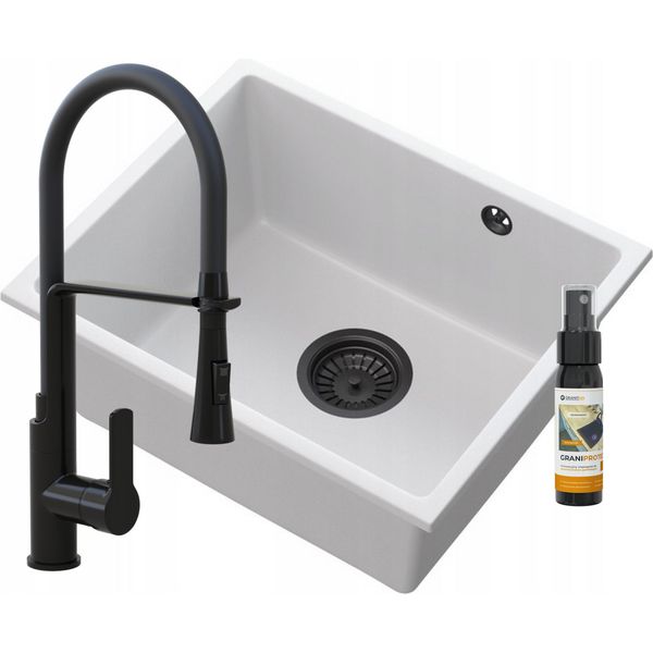 Lavabo Sottopiano Manado Bianco Nero + Rubinetto Vegas-image