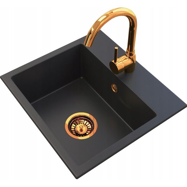 Granitan | Lavello In Granito Mini - Rubinetto Da Cucina Golden - Alta Qualità E Facilità Di Installazione-image