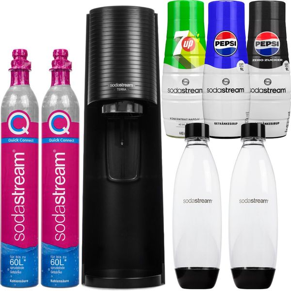 Sodastream Spumantizzatore Terra Black 2 Bottiglie 2 Cilindri 3 Sciroppi-image
