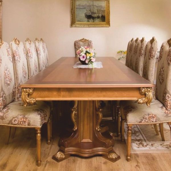 Casa Padrino Tavolo Da Pranzo Barocco Marrone/Oro 310 Cm - Mobili Per Sala Da Pranzo Barocca-image