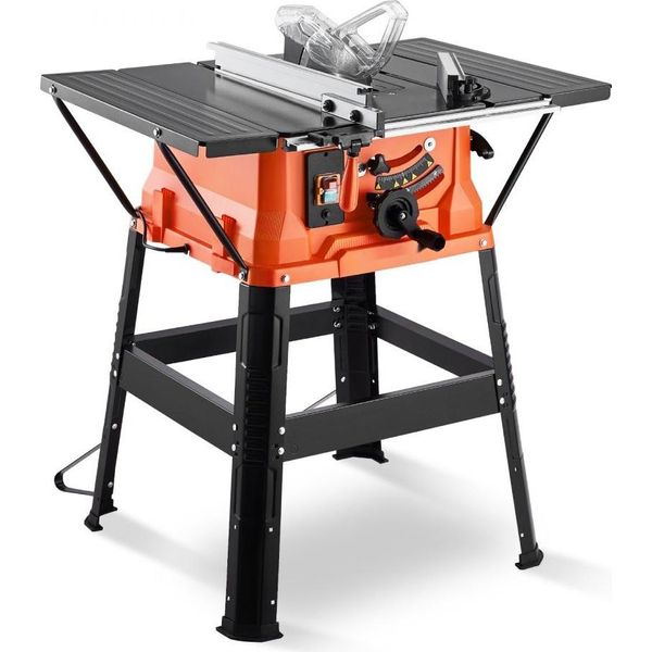 Sega Da Banco Portatile Da 1800 W Con Supporto - Compatta Con Diametro Esterno Della Lama Di 254 Mm E Capacità Di Taglio Massima Di 200 Mm - Velocità Di Taglio Di 4800 Giri/Min - Lama A 24 Denti - Ideale Per La Lavorazione Del Legno E La Costruzione Di Mobili Fai Da Te-image