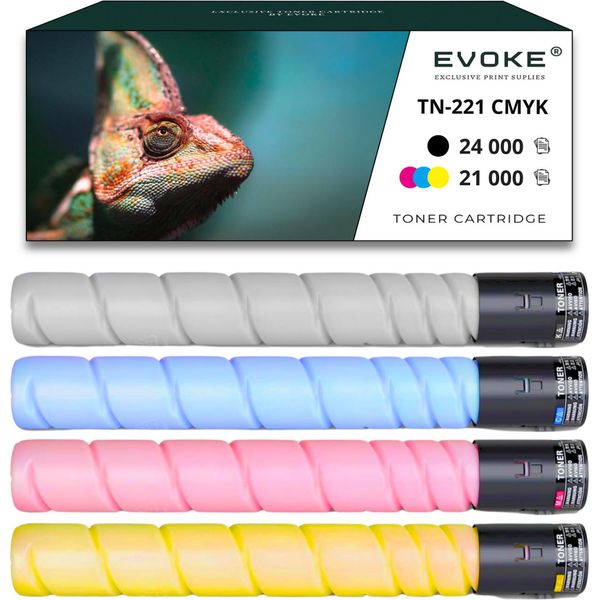 4X Toner Per Konica Minolta TN221K / A8K-TN221B TN221K / A8K3150 Cmyk = Nero + Blu + Rosso + Giallo | Sostituzione Per C227 C287-image