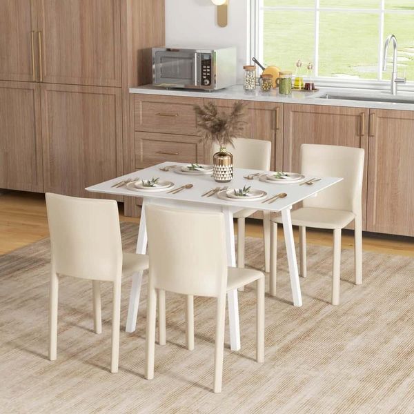 Tavolo Da Pranzo Aiorber, Stabile, Pieghevole, Salvaspazio, In Legno Di Pino, Tavolo Pieghevole, Per Sala Da Pranzo, Soggiorno, 110 X 86 X 75 Cm, Bianco-image