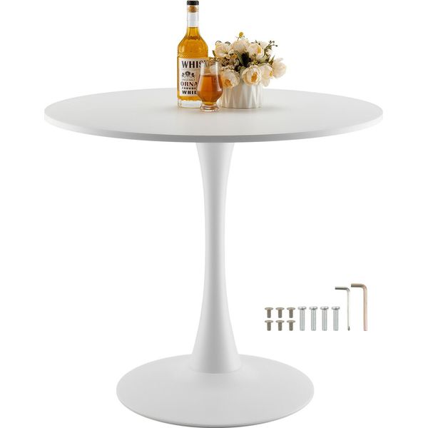Vevor Tavolo Da Pranzo Rotondo Tavolo Da Cucina Tavolo In Legno (80 Cm / 113,4 Kg Di Portata) Per 2-4 Persone, Tavoli Da Ufficio Moderni Con Base A Colonna In Design Tulipano-image