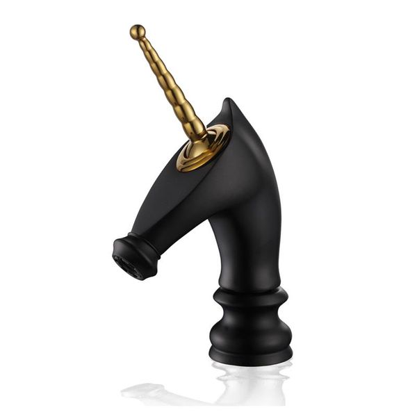 Unicorn Kran Miscelatore Lavabo Unicorno Nero Retrò Lauferi-image