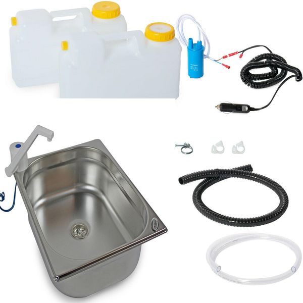Set Tecnologico Lavabo Da Campeggio 12V Kit Lavello Camper T4 T5 T6-image