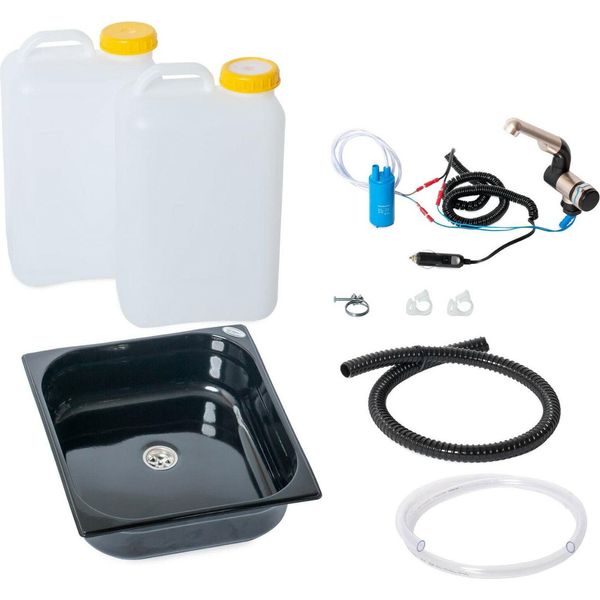 Kit Da Campeggio 12V Lavabo Nero 354X325X100Mm 19 Litri T4 T5 T6 Vito Set-image