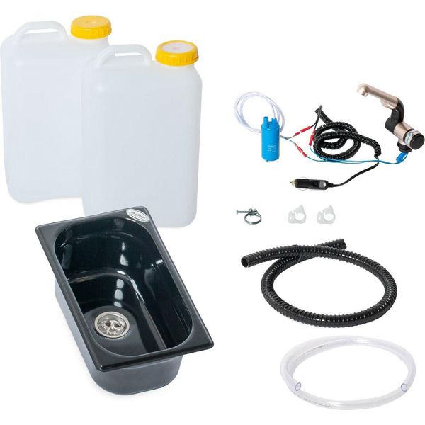 Kit Da Campeggio 12V Lavabo Nero 265X160X100 Mm 19 Litri Vw T4 T5 T6 Vito-image