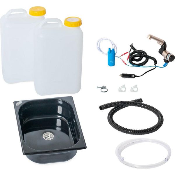 Kit Da Campeggio 12V Lavabo Nero 325X265X100Mm 19 Litri T4 T5 T6 Transit-image