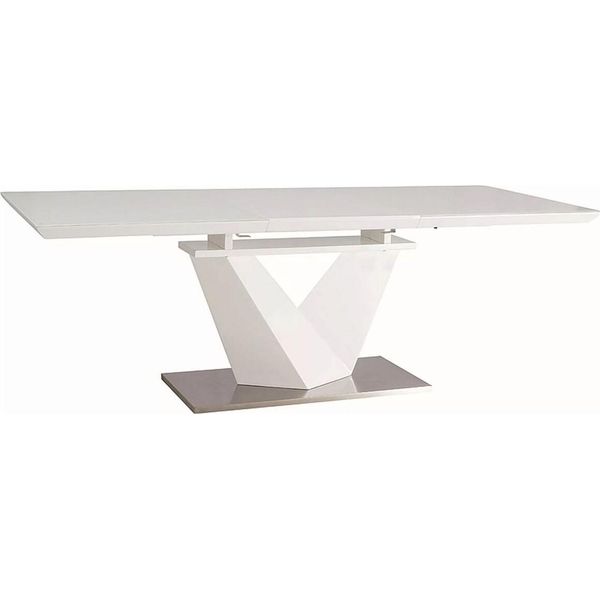 Tavolo Da Pranzo Di Design Casa Padrino Bianco / Argento 160-220 Cm - Tavolo Da Cucina Allungabile-image