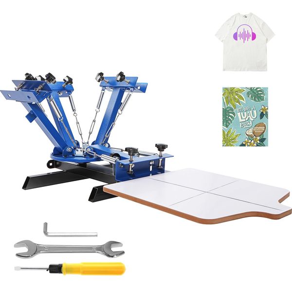 Macchina Serigrafica Succebuy, 4 Colori, 1 Stazione, Serigrafia Rotante A 360°, Pallet Di Posizionamento A Doppio Strato Da 21,2 X 17,7 Pollici Per La Stampa Di T-Shirt Fai Da Te-image