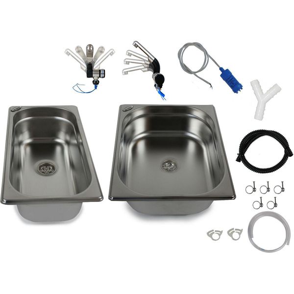 Lavello In Acciaio Inox Lavello Da Campeggio Doppio Lavello Camper + Tecnologia-image