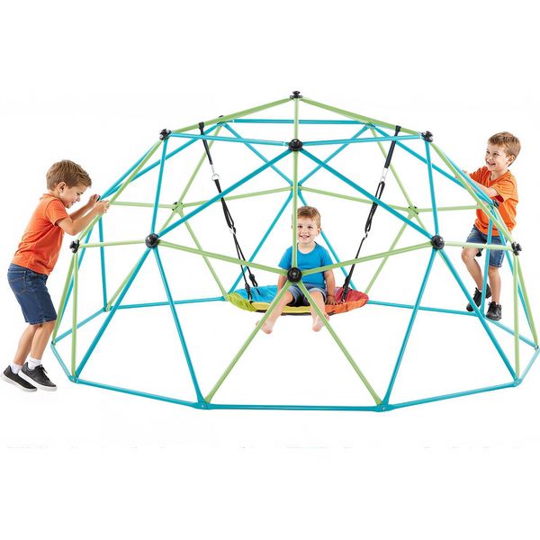 Vevor Cupola Di Arrampicata Geometrica 305 Cm, Gabbia Di Arrampicata Con Altalena A Piattino, Solida Gabbia Per Scoiattoli Con Capacità Di Carico Di 453 Kg, Area Giochi All'aperto Per Bambini E Bambine Da 3 A 10 Anni-image