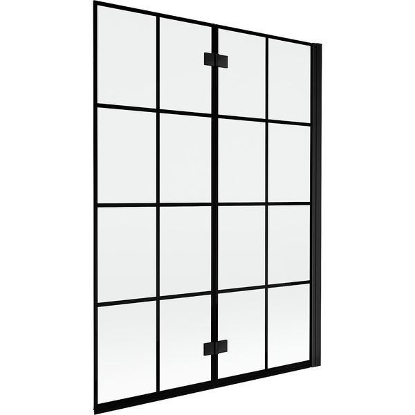 Mexen Mist Paratia Per Vasca Da Bagno A 2 Ante Destra 130 X 150 Cm, Griglia Nera, Nero - 8A9-130-002-70-77-P-image