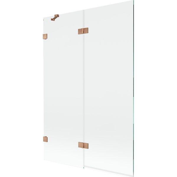 Mexen Lunar Paravento Per Vasca Da Bagno A 2 Ante Sinistro 120 X 150 Cm, Trasparente, Rame Spazzolato - 897-120-100-65-00-L-image
