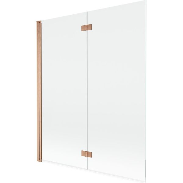 Mexen Mist Paratia Per Il Bagno 2-Ante Sinistra 140 X 150 Cm, Trasparente, Rame Spazzolato - 8A9-140-002-65-00-L-image