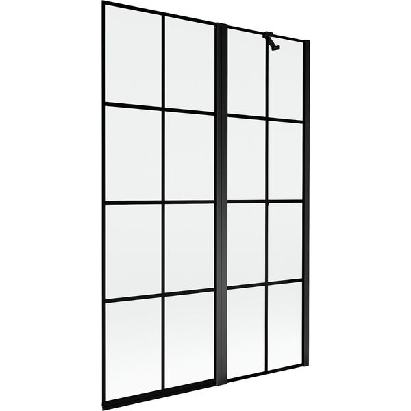 Mexen Mist Paravento Per Doccia A 2 Ante Destro 120 X 150 Cm, Griglia Nera, Nero - 8A9-120-011-70-77-P-image