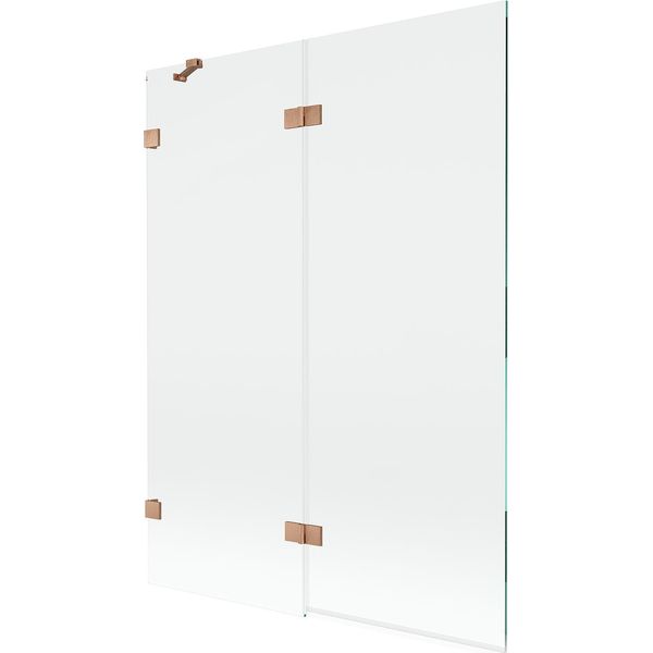 Mexen Lunar Paravento Per Vasca Da Bagno A 2 Ante Sinistro 130 X 150 Cm, Trasparente, Rame Spazzolato - 897-130-100-65-00-L-image