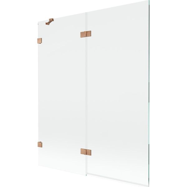 Mexen Lunar Paravento Doccia A 2 Ante Sinistro 140 X 150 Cm, Trasparente, Rame Spazzolato - 897-140-100-65-00-L-image
